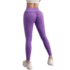 Mallas de gimnasio de compresión transpirables sin costuras de cintura alta estilo informal entrenamiento de secado rápido logotipo antibacteriano tejido agradable a la piel - Product Image 4