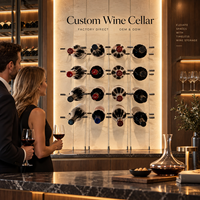 Système de casier à vin flottant de haute qualité, présentoir mural personnalisé pour bouteilles de vin en verre pour hôtels, villas, caves, directement de l'usine