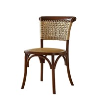 Chaise de salle à manger en bois courbé, dossier en rotin, empilable, pour salle à manger, villa, salon et studio