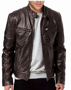 Blouson aviateur en cuir unisexe personnalisé, nouvelle mode, coupe-vent, imperméable, avec décoration en fourrure, fermeture éclair, pour homme - Product Image 6