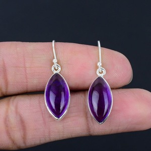 925 solide en argent Sterling Spinner améthyste pierres précieuses boucles d'oreilles femmes tendance fête bijoux conception - Product Image 4