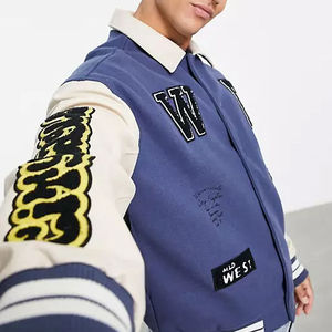 Vente en gros de blouson de baseball pour hommes OEM 2024, patchs personnalisés avec logo brodé, style universitaire de la rue principale - Product Image 4