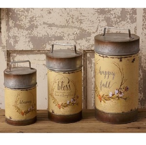 Retro Style Long Round Galvanized <b>Storage</b> <b>Container</b> Durable And Functional Organizer Perfect For <b>Kitchen</b> Home And Daily Uses - Product Image 1