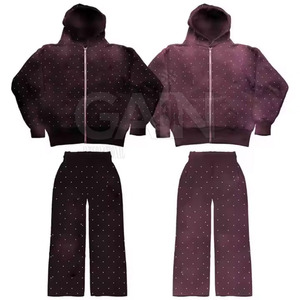 Chándal de Invierno para Hombre con Capucha y Pedrería, Transpirable, Cálido y de Secado Rápido, con Logotipo Personalizado, MOQ Bajo - Product Image 3