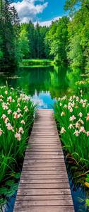 Panel de Pared 3D con Diseño de Cascada y Flores, Material de PVC con Efecto de Lago Turquesa y Mármol/Piedra para Decoración Interior Moderna - Product Image 4