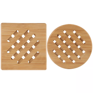 Tienphong 2025 napperon lavable anti-dérapant en bois de bambou fait à la main rond, carré - Product Image 1