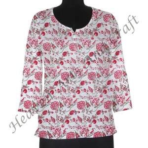 Beautiful Floral Hand Block Printed <b>Kurti</b> Hand Block Printed Cotton <b>Kurti</b> Dress Ethnic Casual Wear Indian <b>Kurti</b> For Women - Product Image 3