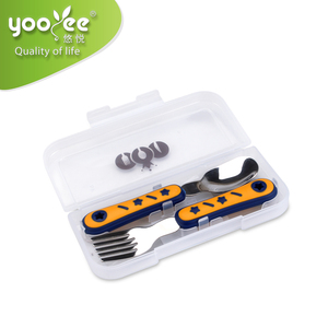 Dễ thương thép không gỉ củ cải Thiết kế di động trẻ em Toddler bé trẻ em ăn đào tạo muỗng nĩa thiết lập dao kéo - Product Image 2