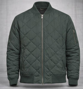 Veste bomber matelassée pour homme, veste d'hiver légère rembourrée, veste de vol à points de diamant, veste chaude isolée à fermeture éclair, veste universitaire - Product Image 3