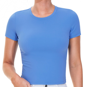 เสื้อยืดออกกำลังกายผ้าโพลีเอสเตอร์เนื้อนุ่มระบายอากาศได้ดีสำหรับผู้หญิงสวมใส่แนวสปอร์ต - Product Image 4