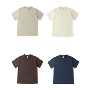 Alta calidad 320gsm 100% algodón pesado de gran tamaño hombro caído sólido manga corta Camiseta de cuello redondo en blanco ajuste limpio para hombres - Product Image 4