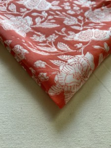 Rust Orange & <b>White</b> Floral Hand Block Printed Cotton Fabric Traditional Indian Artisan Textile - Product Image 4