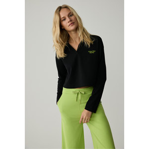 Urban <b>Beat</b> Eudora Women's Polo Neck Placket Long Sleeve Print Detail <b>T</b>-<b>Shirt</b> - Product Image 1