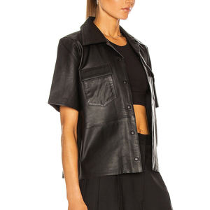 Chemises en cuir pour femmes de haute qualité, vêtements décontractés, logo personnalisé sur le devant, prix de gros bon marché, chemises en cuir pour femmes - Product Image 3