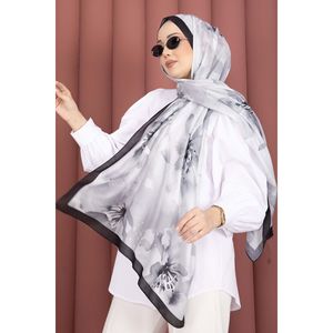 Black Floral Motif Scarf Series Elegant Headpiece & Neckerchief - Product Image 1