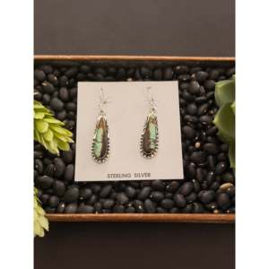 Vintage Navajo Handmade Drop <b>Earrings</b> <b>Black</b> Jack Turquoise & Sterling Silver Water Drop Shape <b>Dangle</b> Style - Product Image 1