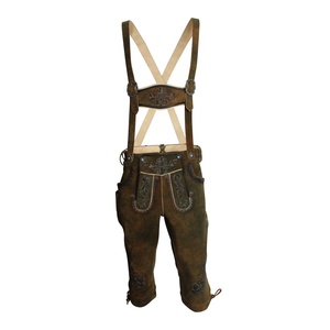 Costumes <b>Knee</b> Long <b>Strap</b> Leather Pants <b>Straps</b> Made kneibund Lederhosen Oktoberfest Wears Unique Bavarian Shorts - Product Image 1