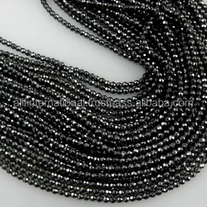 Perles en vrac de pierre noire hématite naturelle facettée de qualité AAA, prix d'usine en gros pour la fabrication de bijoux - Product Image 1