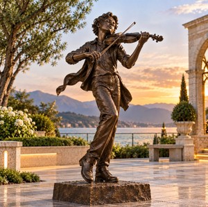 Statue <span class=keywords><strong>d</strong></span>'art en bronze hautement <span class=keywords><strong>d</strong></span>étaillée <span class=keywords><strong>d</strong></span>'<span class=keywords><strong>un</strong></span> violoniste jouant du <span class=keywords><strong>violon</strong></span> pour l'aménagement paysager - Product Image 4