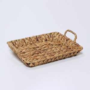 Bandeja de Almacenamiento y Decoración de Jacinto de Agua, Accesorios para el Hogar, Bandeja de Tejido de Paja Natural - Product Image 1
