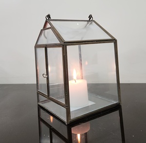 Nuevo MARCO DE Metal diseñado llamativo y paredes de vidrio linterna a prueba de viento cubierta de vidrio linterna de hierro con mango de Metal para colgar - Product Image 3