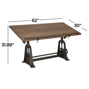 <b>Adjustable</b> Height Solid Wood Computer <b>Desk</b> DESK2-0044 Pierrepont Rectangular Writing <b>Office</b> <b>Desk</b> - Product Image 6