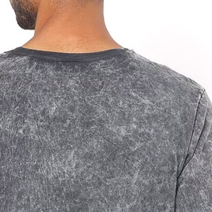 Vintage Lightweight Acid Wash T-<b>Shirt</b> for Men <b>Quilted</b> 100% Cotton Short Sleeve Breathable Letter Pattern Worested Fabric - Product Image 5