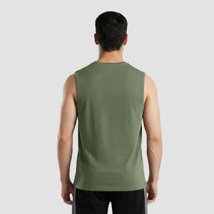 GAI Perform Tank, vêtements de sport respirants en coton 100% pour hommes, vert, avec broderie de la marque - Product Image 2