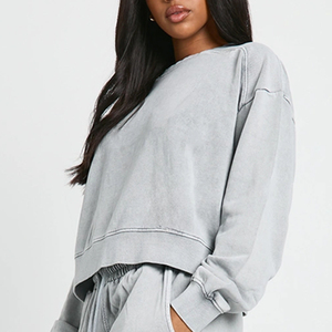 Sudadera de tela suave para mujer, traje deportivo a precio económico para compradores al por mayor con alta calidad/diseño elegante, puños y dobladillos acanalados, ropa elegante. - Product Image 2