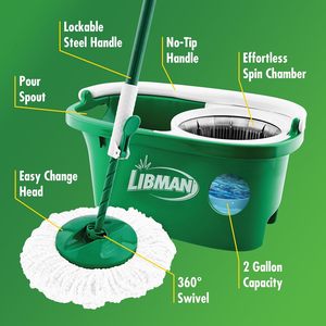 ระบบไม้ถูพื้นแบบหมุน Libman Tornado พร้อมถังและที่บิดผ้า, หัวถูพื้นแบบเปลี่ยนได้ 1 ชิ้น - Product Image 2
