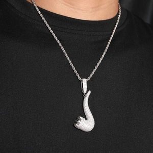 Colgante de Pipa de Fumar Estilo Hip Hop de Plata de Ley 925 con Moissanita Iced Out y Baño de Oro de 14K, Joyería Fina Unisex - Product Image 2