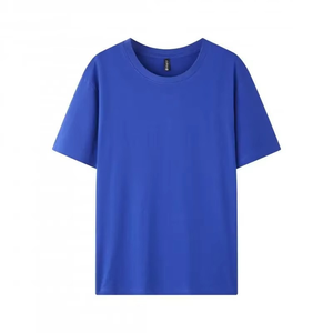 Stock coton T-shirt à manches courtes pour hommes col rond lâche couleur unie base chemise demi-manches hommes Top t-shirts - Product Image 6