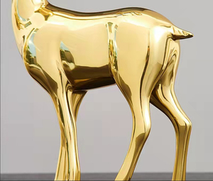 Juego de Esculturas de Ciervos Chapadas en Oro, Estatua de Animal Moderna para Decoración de Mesa, Sala de Estar u Oficina, Diseño Artístico Contemporáneo - Product Image 4