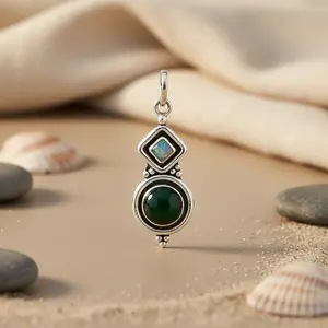 Colgante de Plata de Ley 925 con Ónix Negro, Corte Esmeralda, Diamante Hecho a Mano, Gema de Oro Rosa para Mujer con Amatista y Platino - Product Image 2