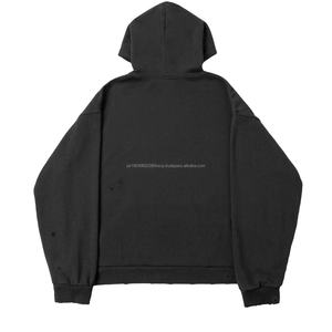 Sudadera con Capucha Gruesa Personalizada al por Mayor, Sudadera Vintage Desgastada, Sudadera Lisa sin Estampado, Sudadera Lavada con Efecto Desgastado - Product Image 2