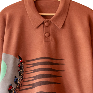 Suéter de Ciclismo de Punto Fino, Hilo de Textura Suave, Diseño Gráfico Artístico de Carreras, Ropa de Invierno Premium, Ajuste Casual y Relajado - Product Image 3