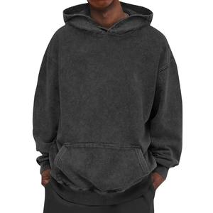 350 GSM Winter <b>Men's</b> Oversized <b>Hoodie</b> Sweatshirt Fleece <b>Black</b> Acid Pickling Custom Logo Embroidered DTG Print - Product Image 5