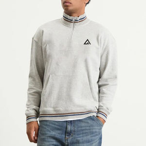 Sudadera con Capucha de Felpa de Alta Calidad con Logotipo Personalizado, Sudadera de Golf para Hombre con Cierre de Cremallera de un Cuarto y Cuello de Felpa, con Ako - Product Image 2