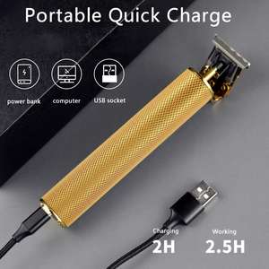 Tondeuse et kit de coupe de cheveux professionnels étanches rechargeables à lame en T pour une coupe de près, avec recharge USB pour la coupe et l'entretien des cheveux - Product Image 3