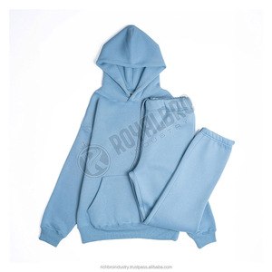 Ensemble de survêtement en molleton de coton lourd de qualité supérieure pour femmes, nouvelle marque, 2 pièces, bouton court, sweat-shirt et pantalon de jogging - Product Image 4