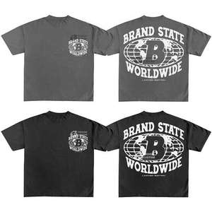 Camiseta personalizada con estampado DTG Acid Wash, Camiseta holgada de 100% algodón de gran tamaño con mangas cortas para fabricantes de ropa - Product Image 2