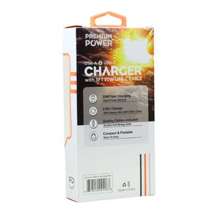 Caricabatterie rapido USB-C 20W PD con cavo USB-C 3FT, 2 in1 a parete per dispositivi universali - Product Image 2