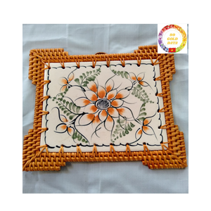 Round Boho Rattan <b>Charger</b> <b>Plate</b> Handmade Wicker Placemat Rustic Decorative Wedding Tableware Vietnam - Product Image 4