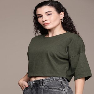 Camiseta cuadrada de cuello redondo, ropa informal de verano con camiseta de mujer, longitud corta, manga con hombros caídos, longitud Regular - Product Image 5