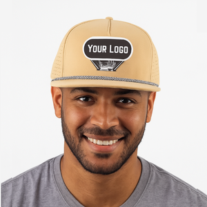 Gorra deportiva impermeable con logotipo personalizado de PVC, gorra de béisbol de 5 paneles, fabricante de Vietnam, agujero de corte por láser, billete plano de Golf perforado - Product Image 1