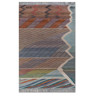 Alfombra de Lana y Seda de Bambú Anudada a Mano Freedom Manchaha Rosa Púrpura, Diseño Geométrico para Sala de Estar, Técnica de Tejido para Pasillo - Les-8377 - Product Image 1