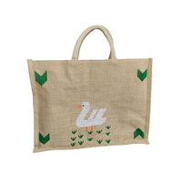 Sac en jute grande capacité le plus vendu avec fermeture éclair, broderie douce, cordon de serrage, sac de rangement pour maquillage, fournisseur de qualité supérieure