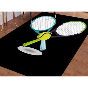 Tapis imprimé Tennis Rocket : Décoration de bureau sportive et cadeau motivant, tapis fin non tissé - Product Image 1