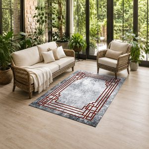 Tapis de salon LXDP-0839 gris argenté traditionnel oriental imprimé numériquement, lavable en machine, en chenille, antidérapant, vente en gros - Product Image 6