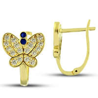 Boucles d'oreilles pendantes en zircon plaqué or 14 carats de haute qualité, motif floral, émail fin, tendance pour enfants, faites à la main, cadeau de Turquie
